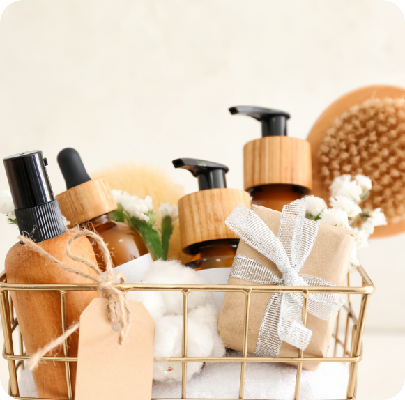 Generic Skin Care products in a basket
